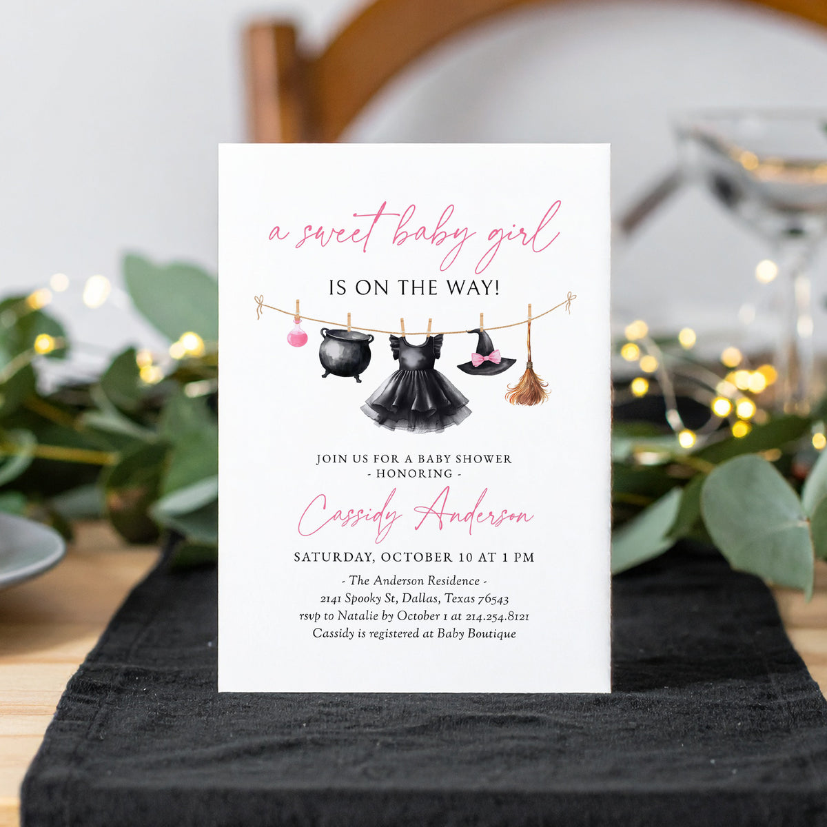 Witch Baby Shower Invitation Template