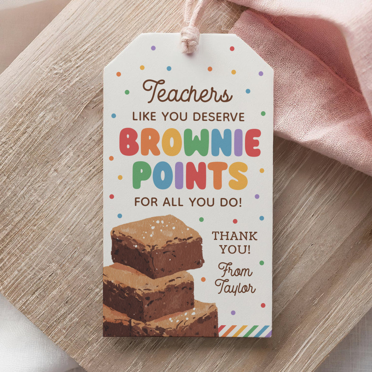 Brownie Points Teacher Appreciation Tag Template