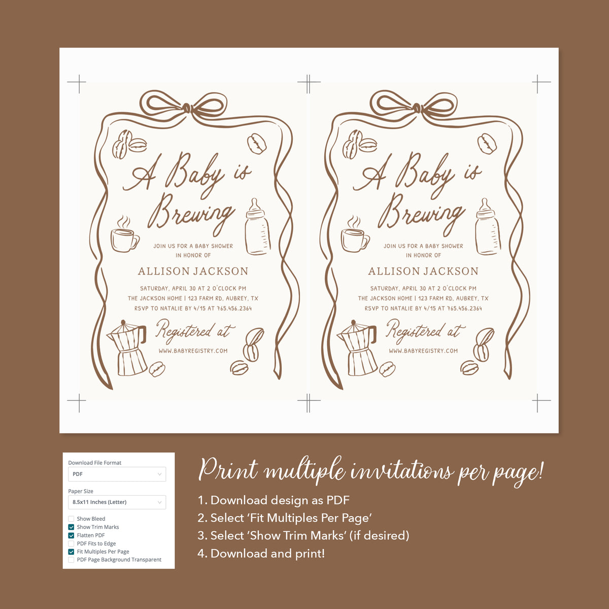 Hand Drawn Coffee Baby Shower Invitation