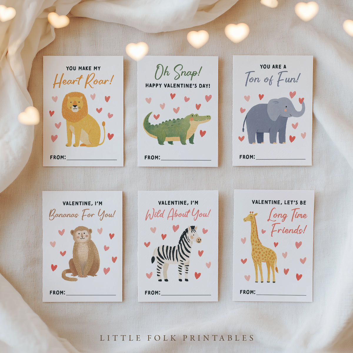 Safari Animals Valentine's Cards