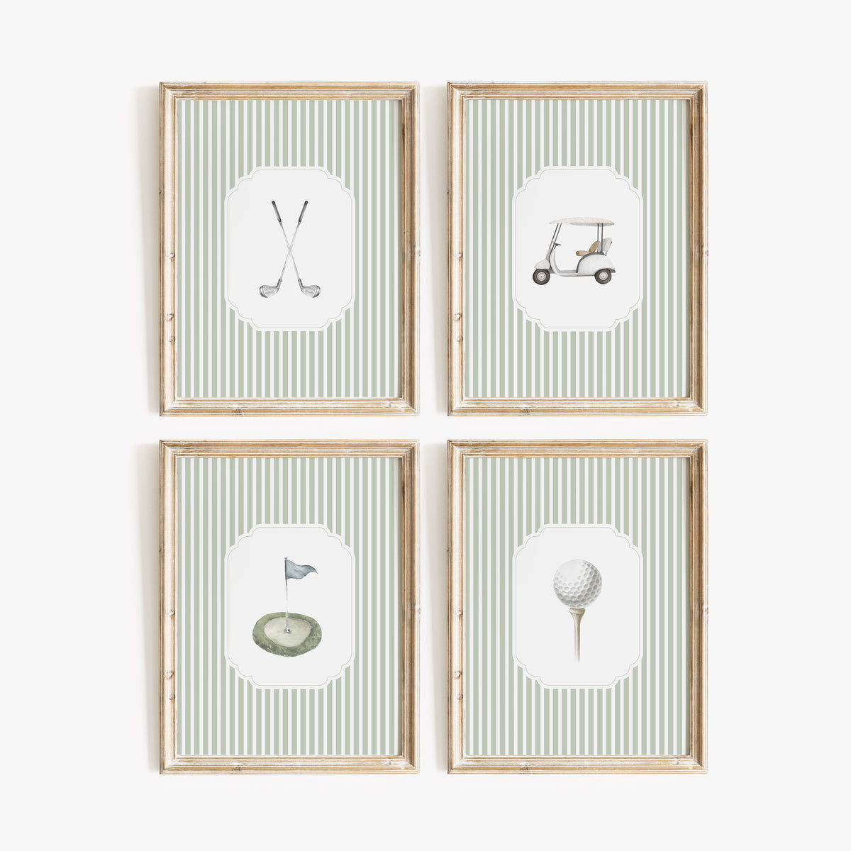Vintage Sage Green Golf Nursery Wall Art