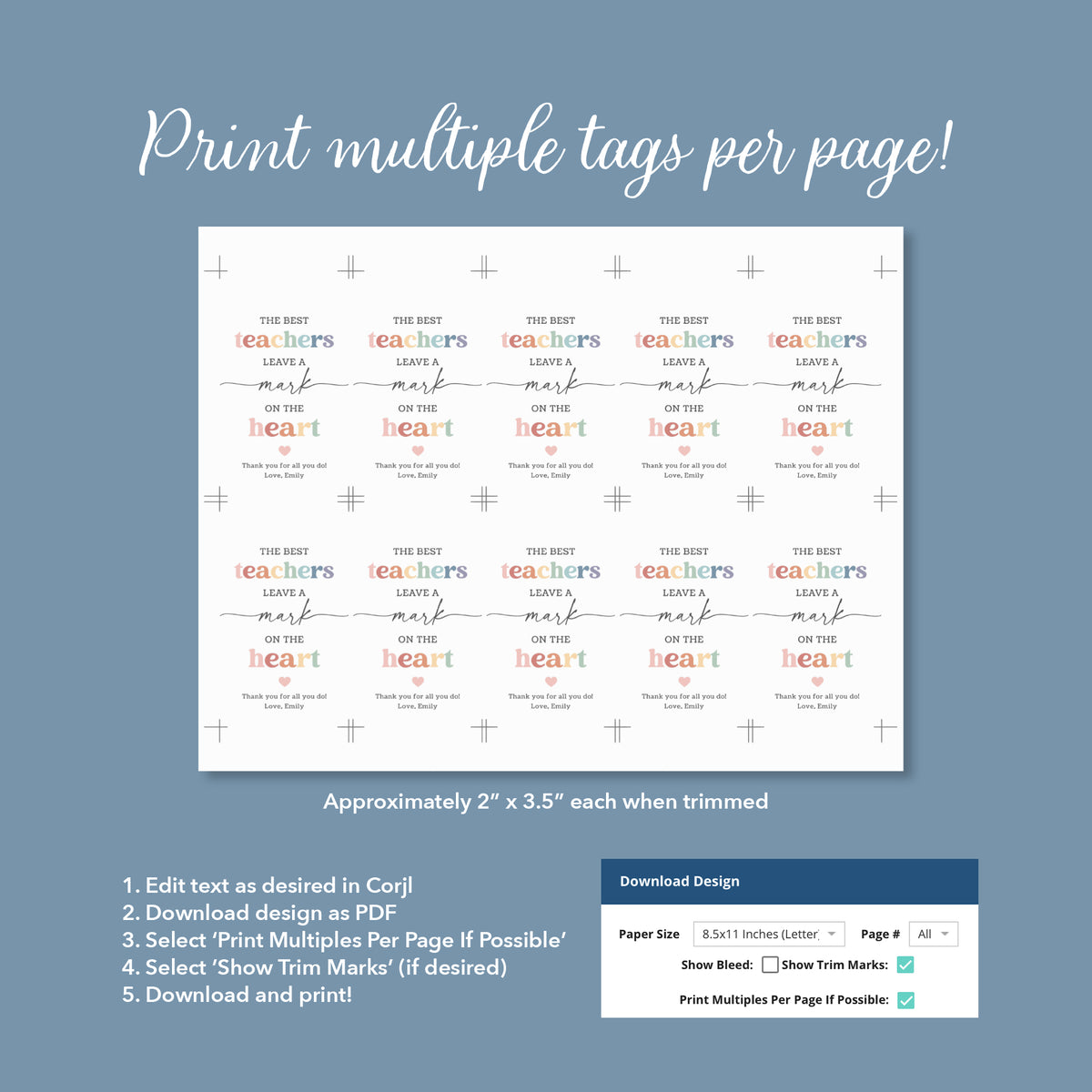 Mark on the Heart Teacher Appreciation Tag Template