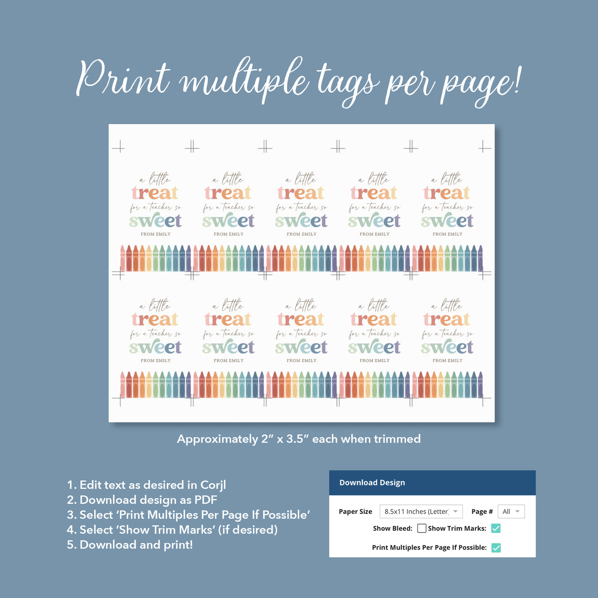 Little Treat Crayon Teacher Appreciation Tag Template