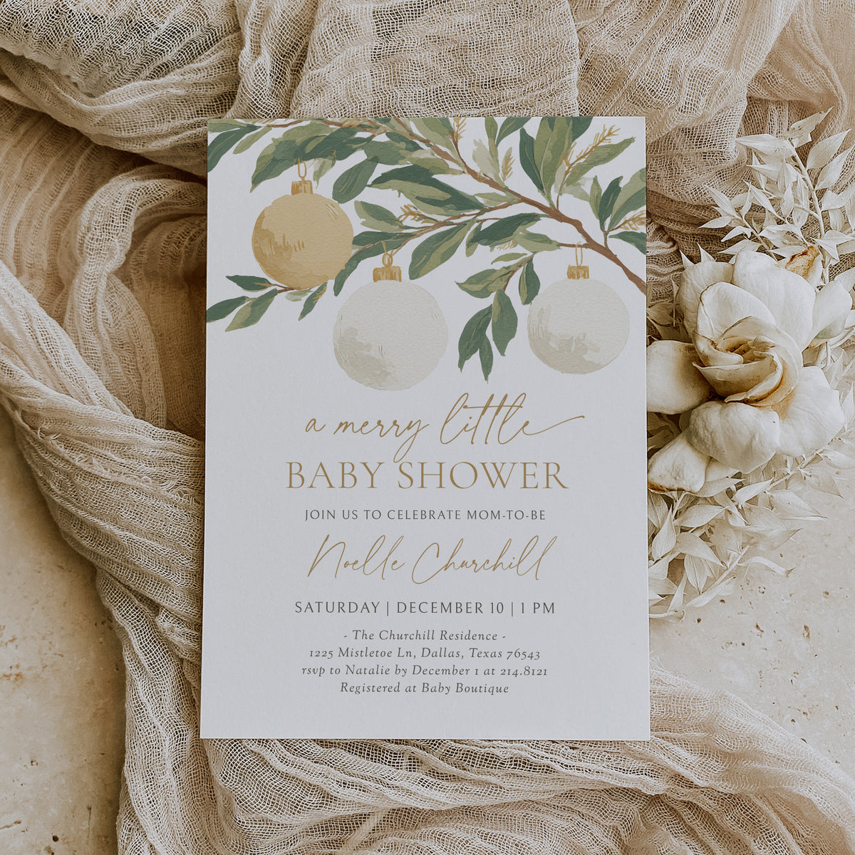 Christmas Ornament Baby Shower Invitation