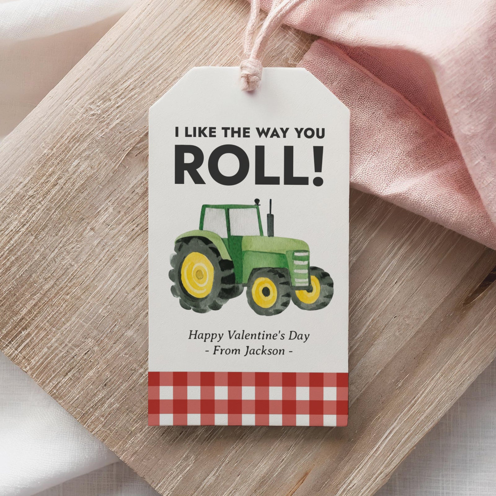 Tractor Valentine's Tag Template