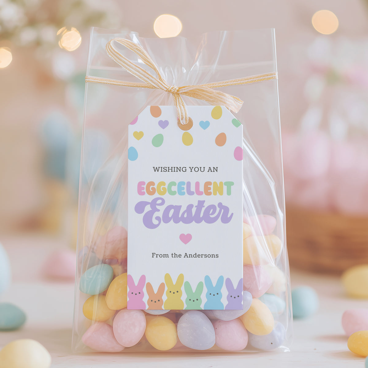 Pastel Bunny Eggcellent Easter Tag