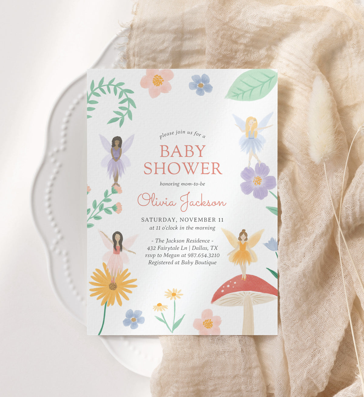 Fairy Garden Baby Shower Invitation