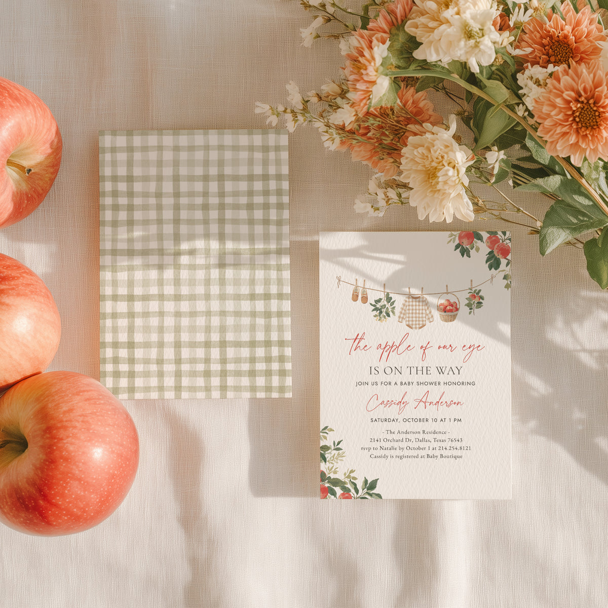 Apple Baby Shower Invitation Suite