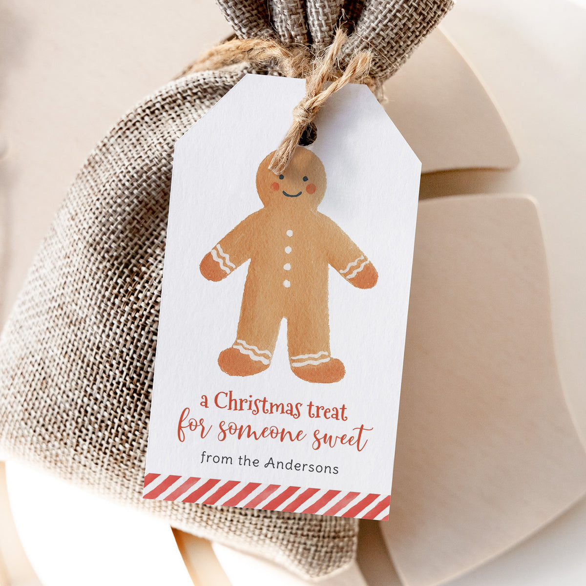 Gingerbread Man Holiday Tag Template