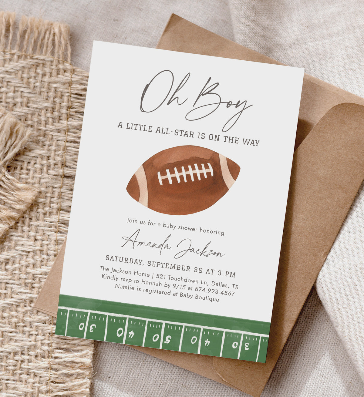 Football Baby Shower Invitation Template