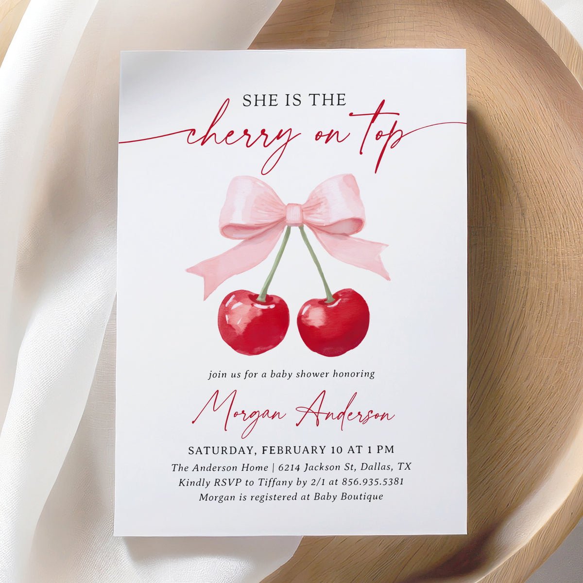 Cherry Baby Shower Invitation