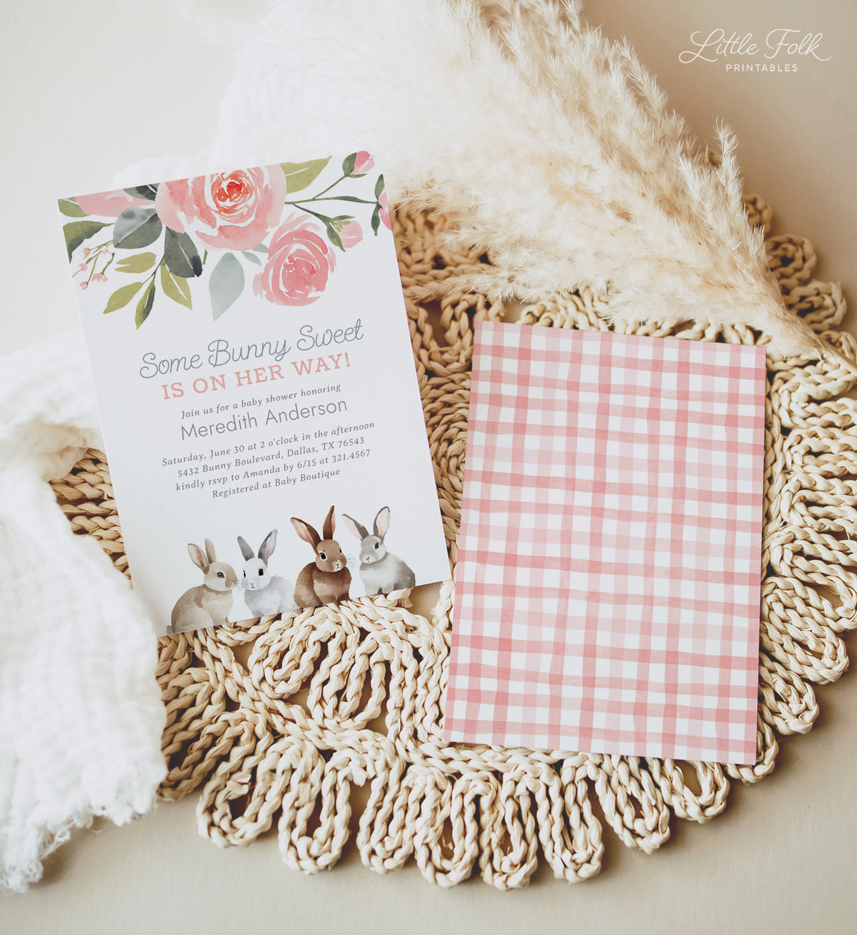 Floral Bunny Baby Shower Invitation