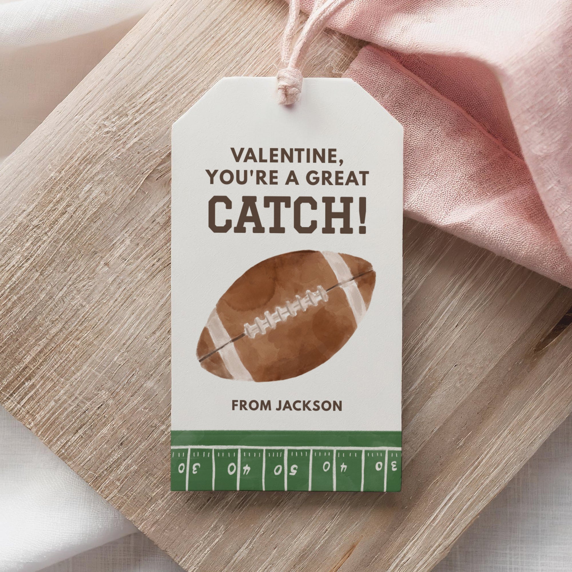 Football Valentine's Tag Template