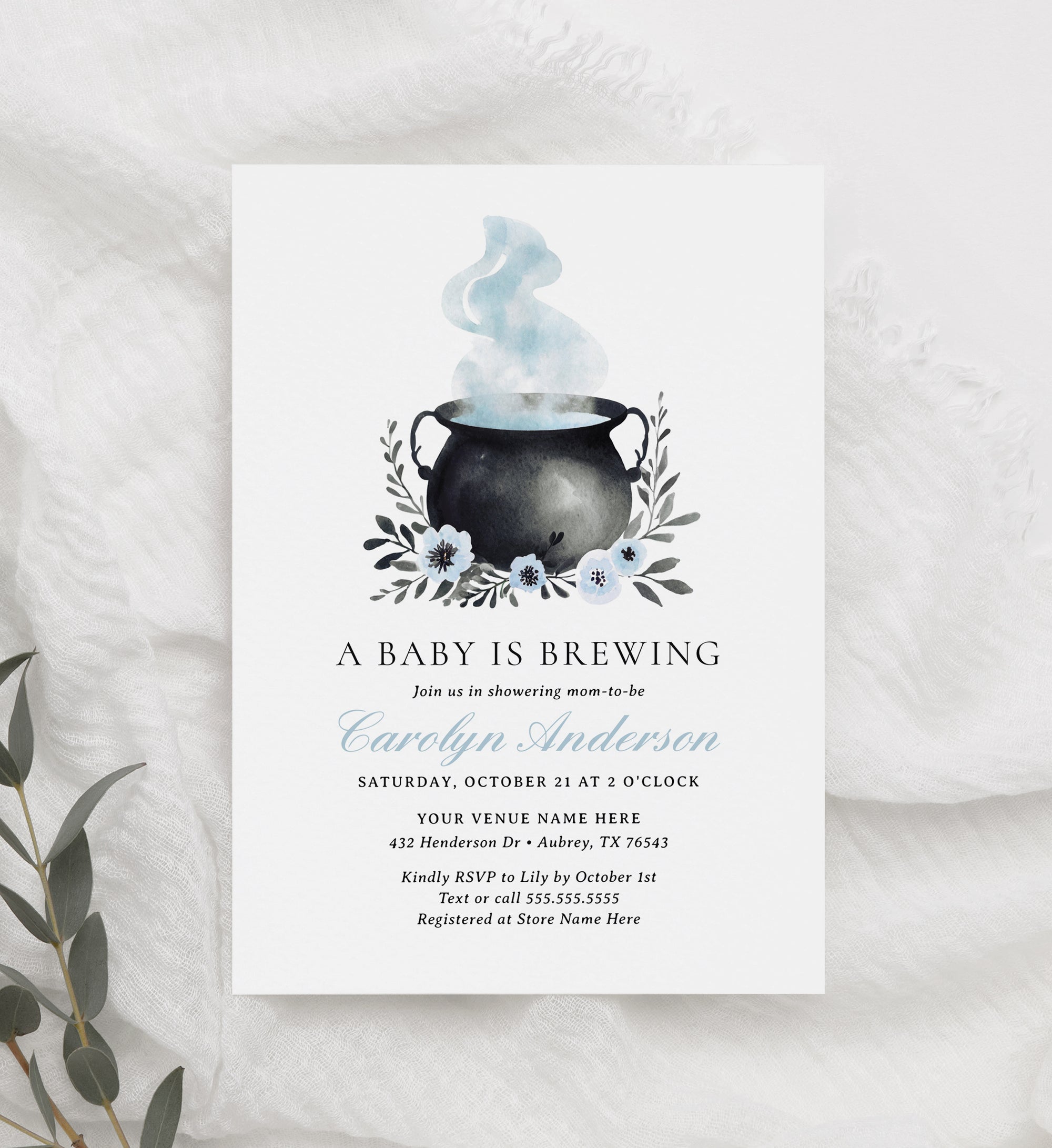 A Baby is Brewing Boy Baby Shower Invitation Template