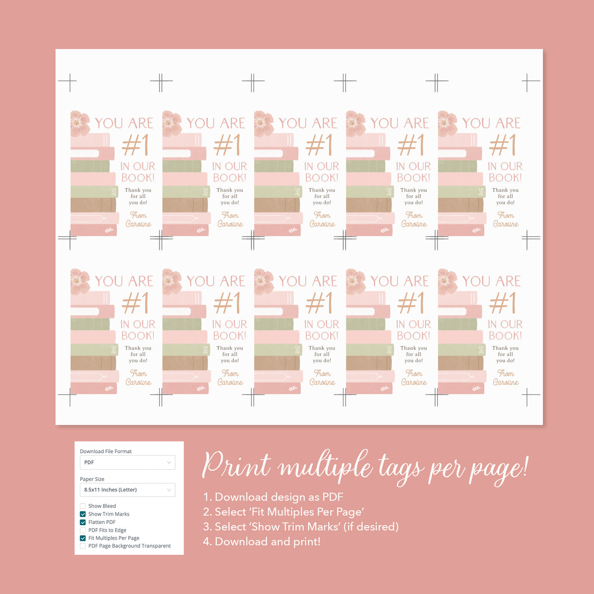 #1 in Our Book Teacher Appreciation Tag Template