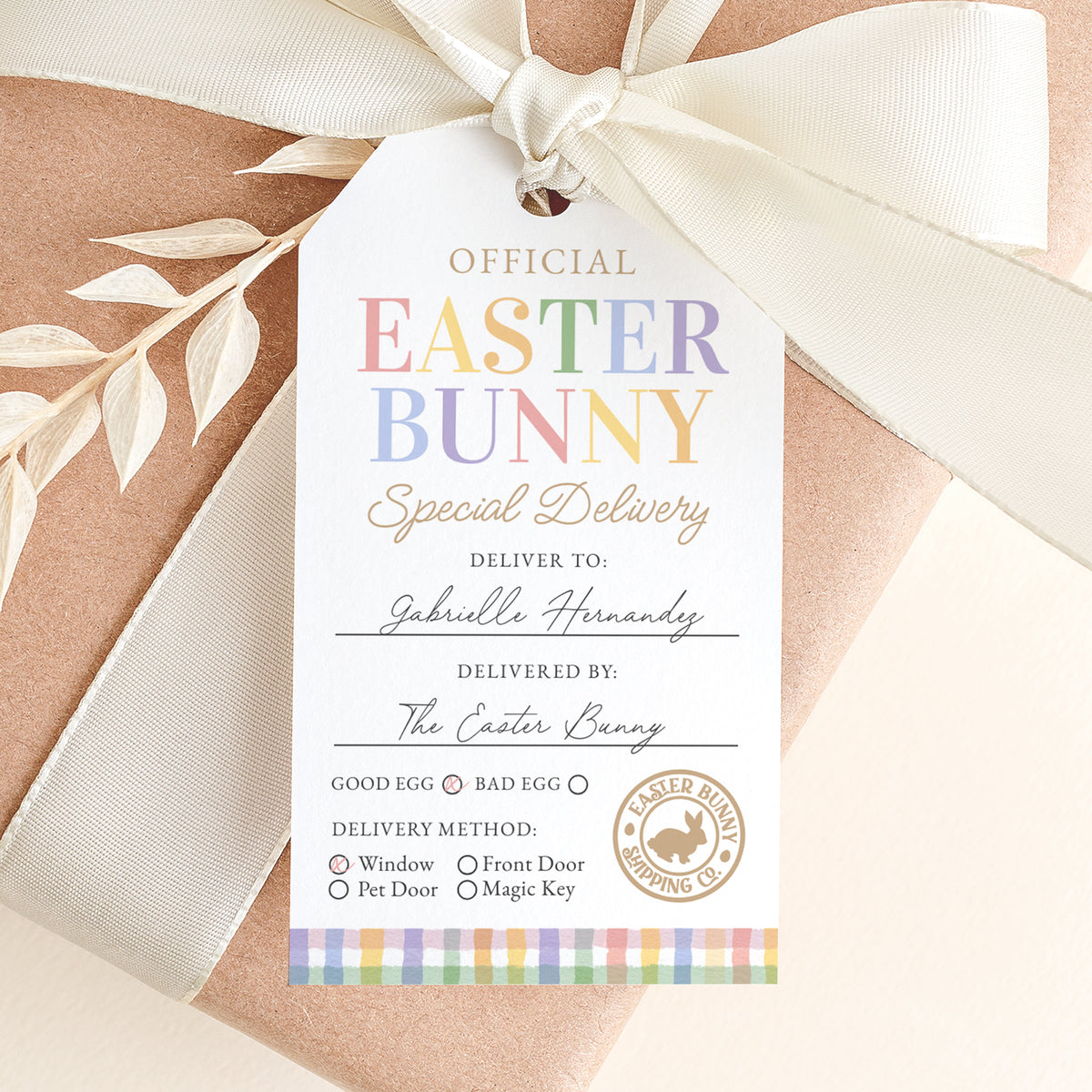 Gingham Easter Delivery Tag