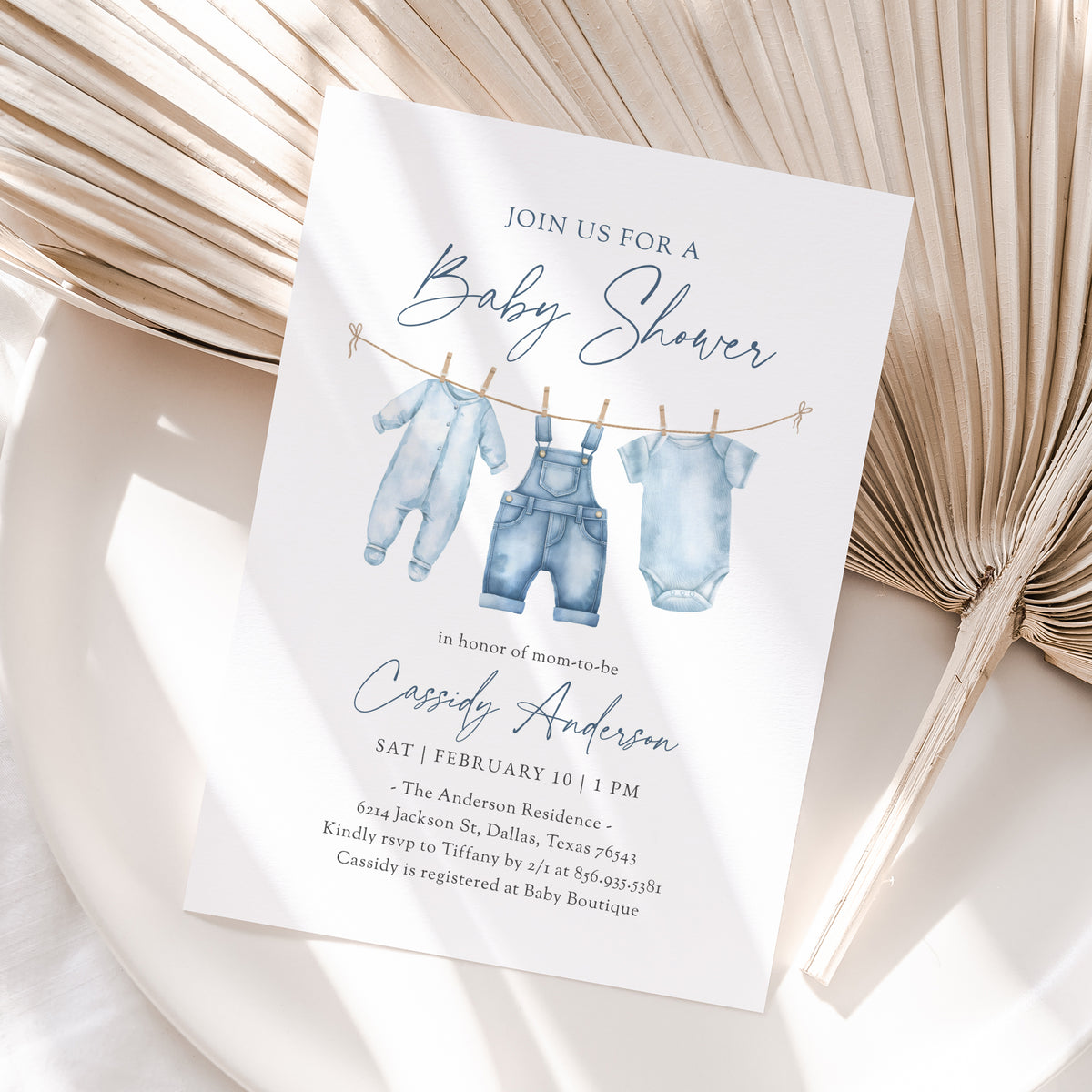 Blue Jean Baby Shower Invitation