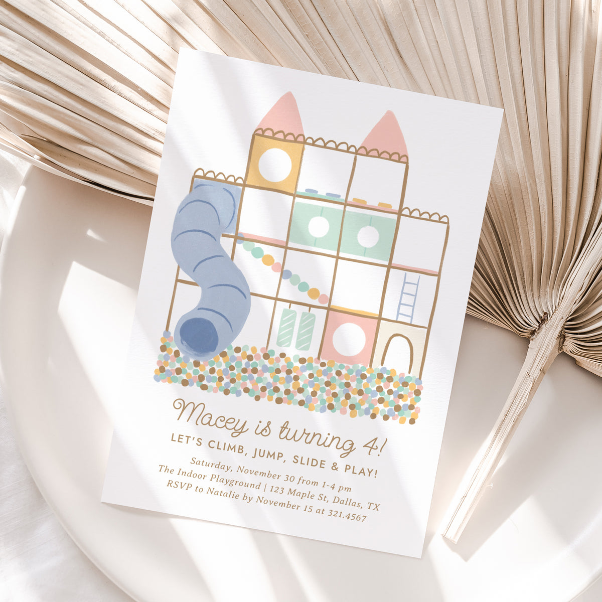 Pastel Indoor Playground Birthday Invitation