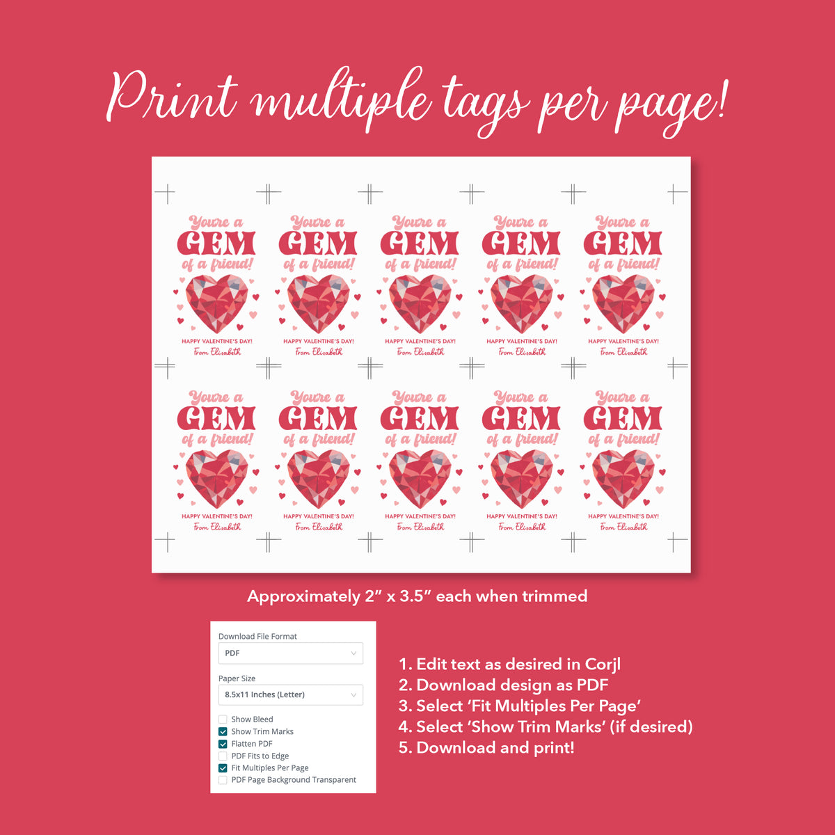 You're a Gem Valentine's Tag Template