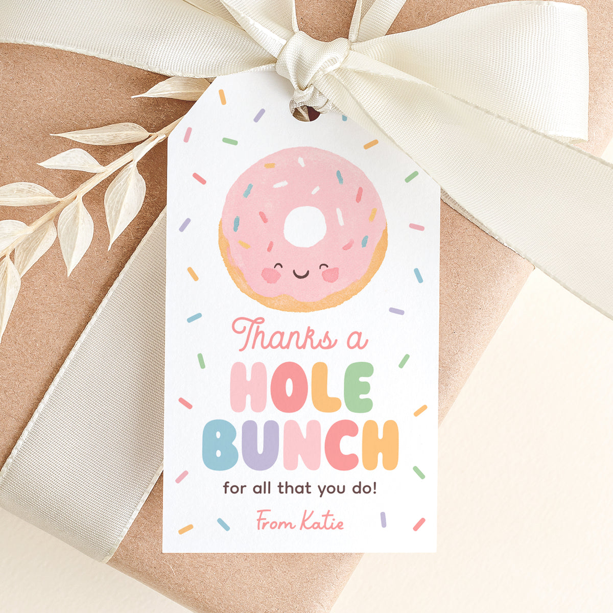 Thanks a Hole Bunch Donut Teacher Appreciation Tag Template