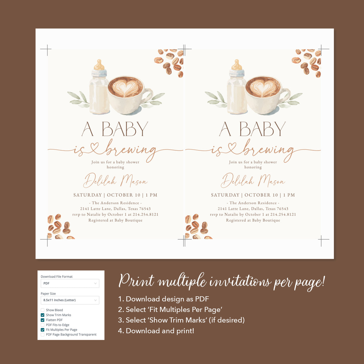 Coffee Baby Shower Invitation