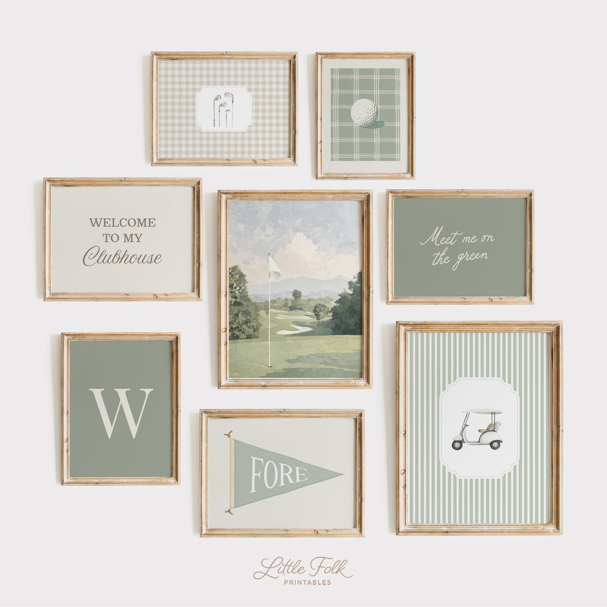 Vintage Sage Green Golf Nursery Wall Art