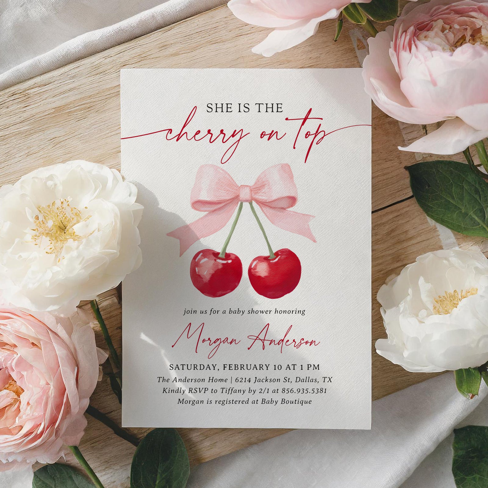 Cherry Baby Shower Invitation