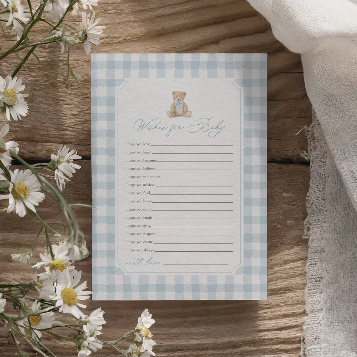 Blue Gingham Teddy Bear Baby Shower Games