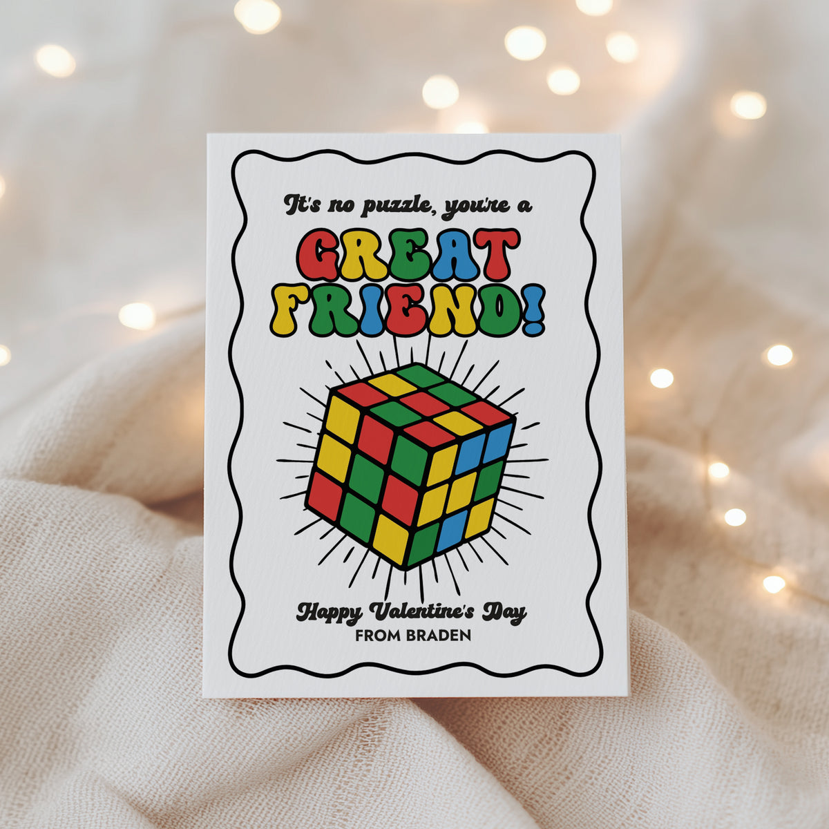 Puzzle Cube Valentine's Card Template