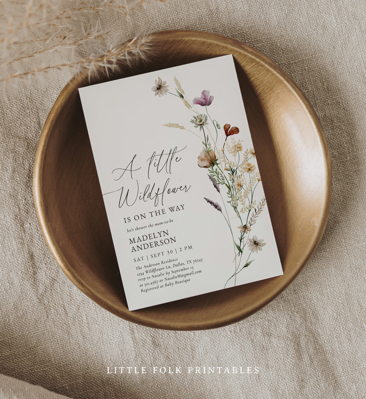 Boho Wildflower Baby Shower Invitation (Little Wildflower v2)