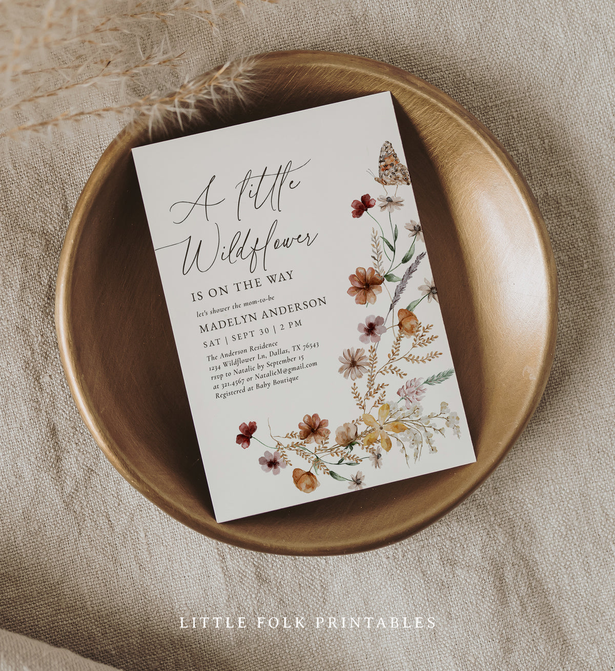 Boho Wildflower Baby Shower Invitation (Little Wildflower)