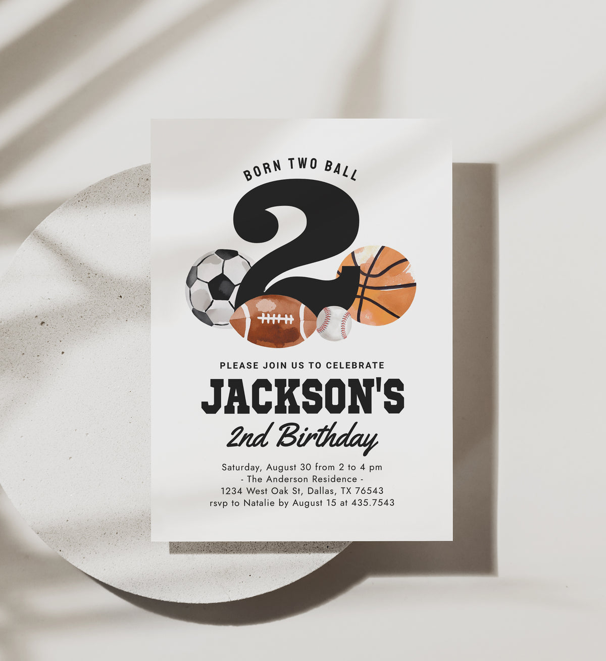 Sports 2nd Birthday Invitation