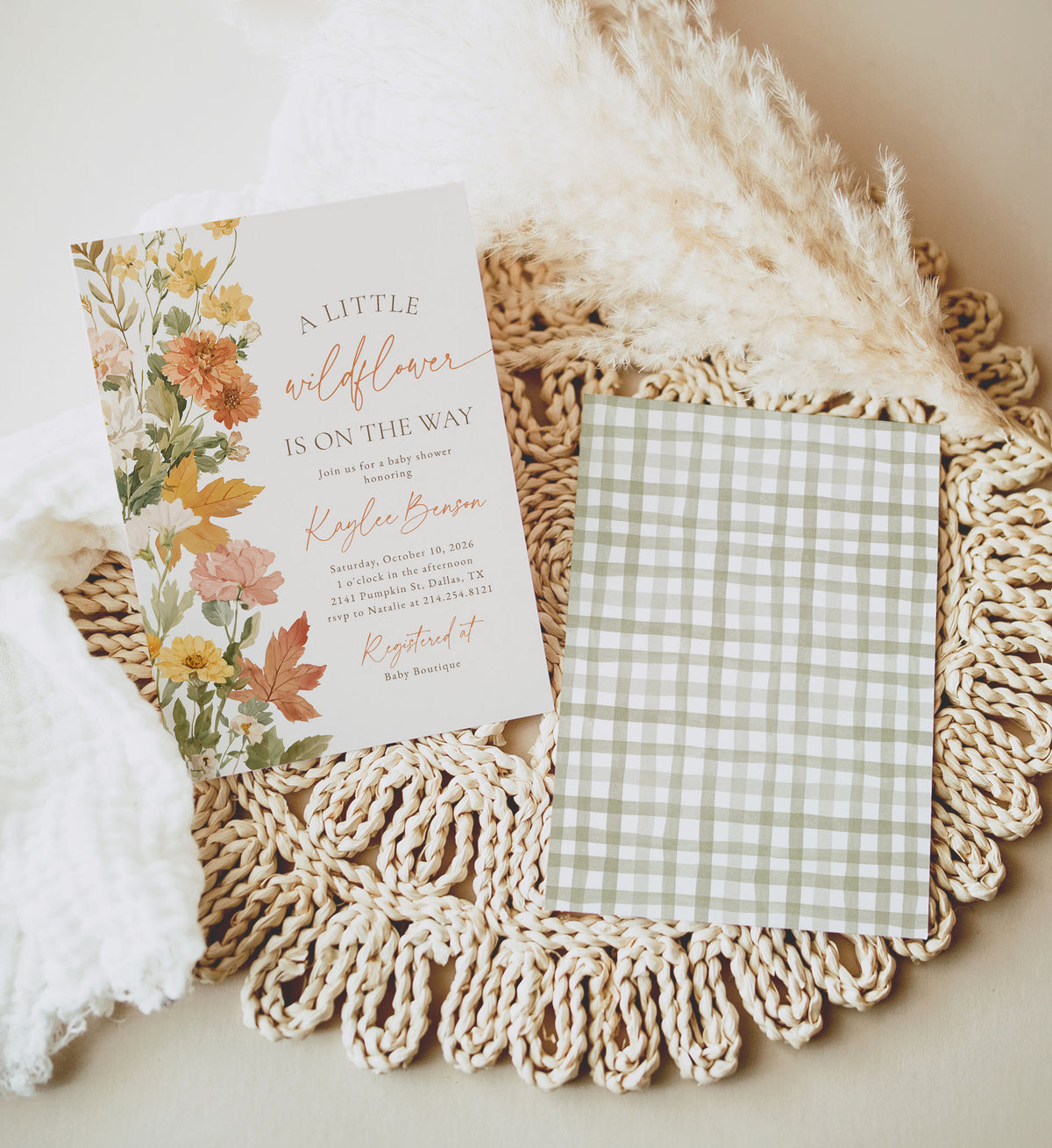 Fall Wildflower Baby Shower Invitation