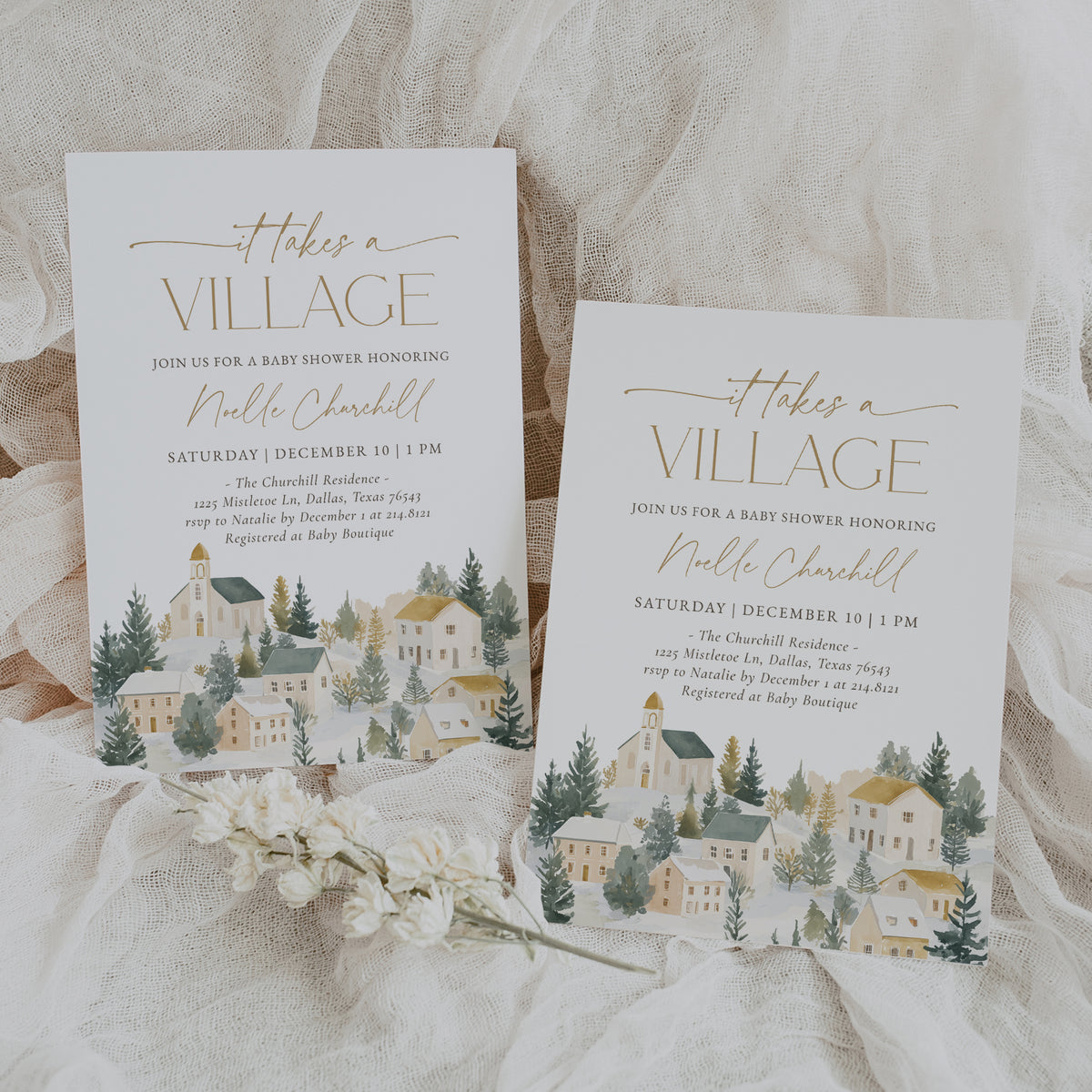 It Takes a Village Winter Baby Shower Invitation