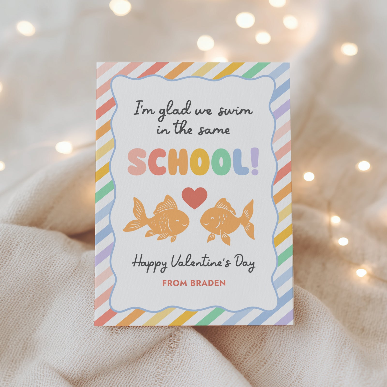 Gold Fish Valentine's Card Template