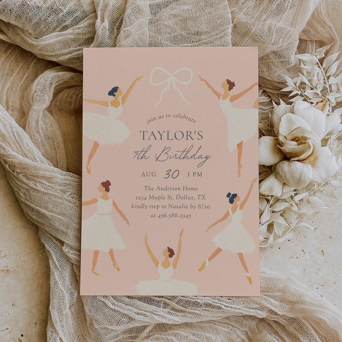 Ballerina Birthday Invitation Template