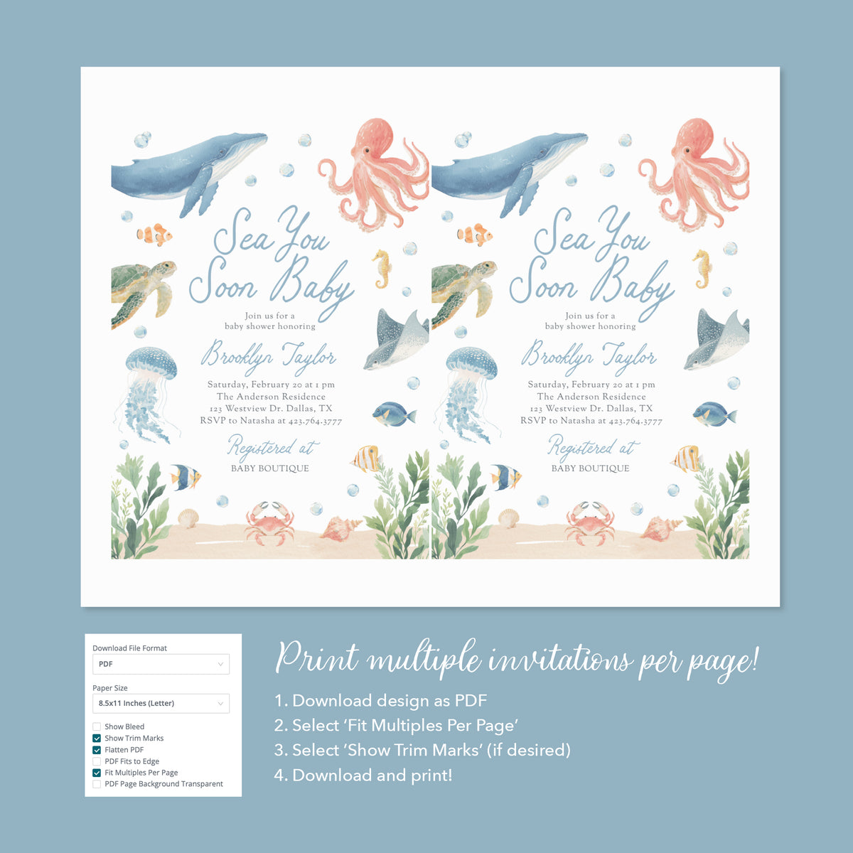 Sea You Soon Baby Shower Invitation