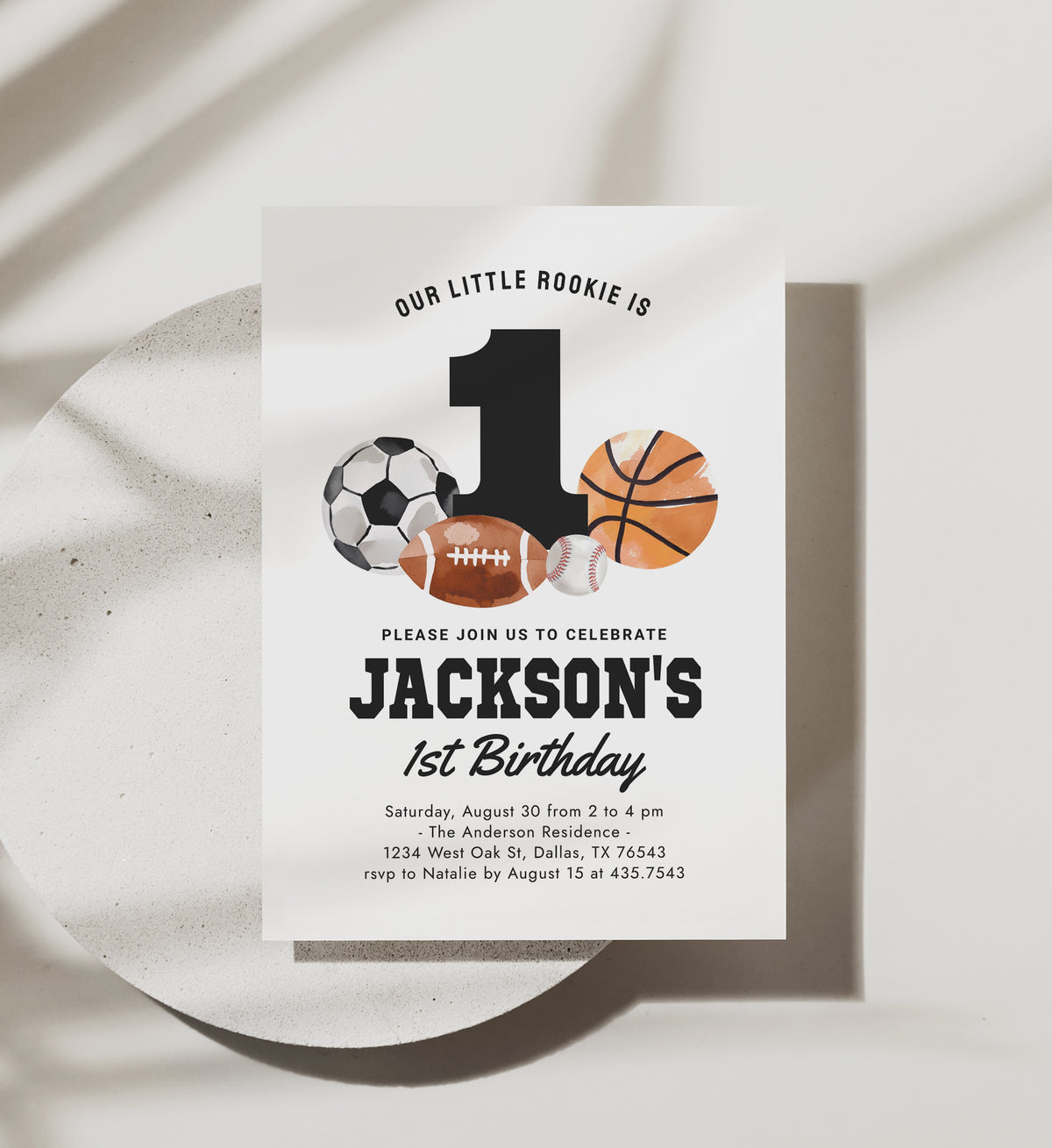 Sports 1st Birthday Invitation