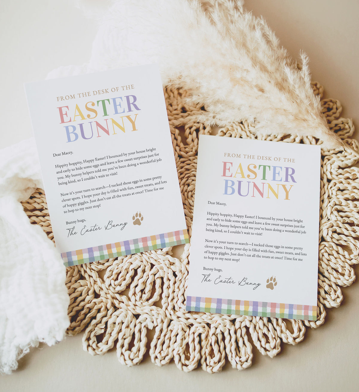 Gingham Easter Bunny Letter