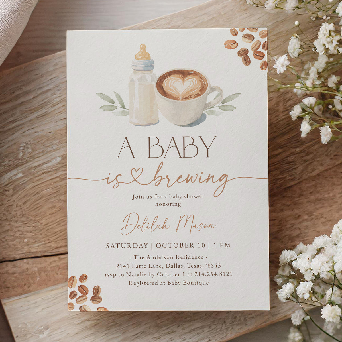 Coffee Baby Shower Invitation