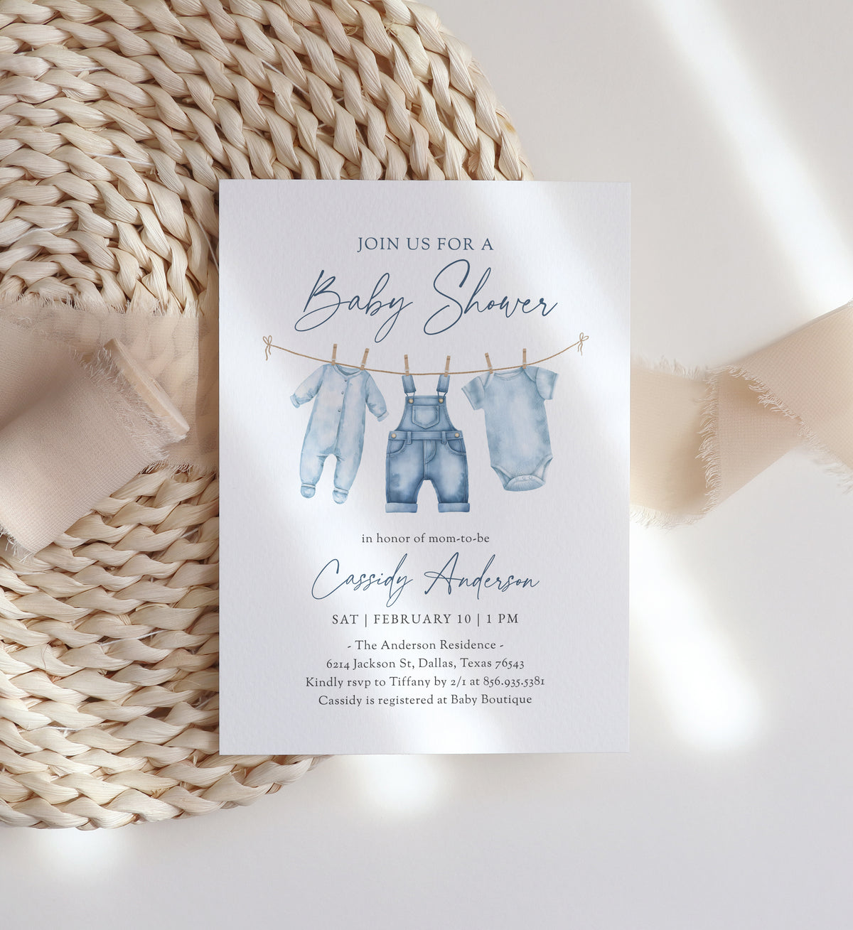 Blue Jean Baby Shower Invitation