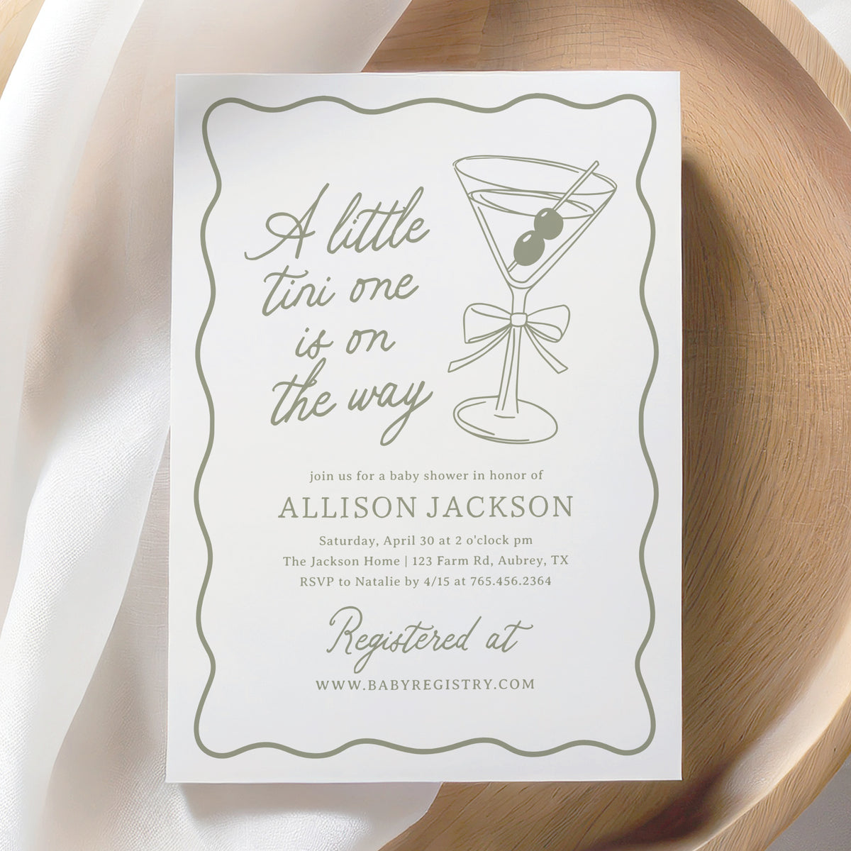 Martini Baby Shower Invitation