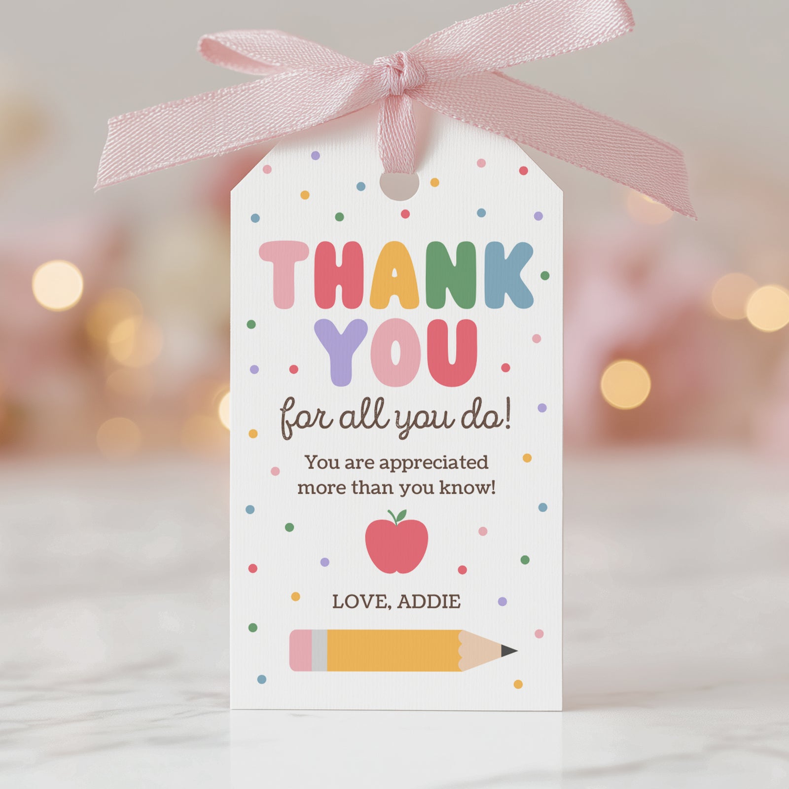 Pastel Rainbow Teacher Appreciation Tag Template