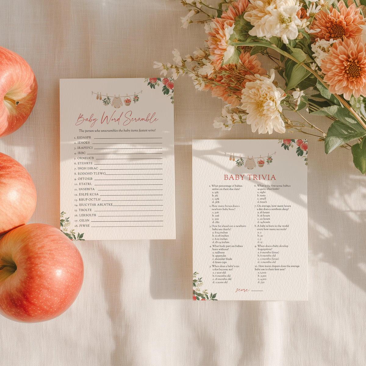Apple Baby Shower Games
