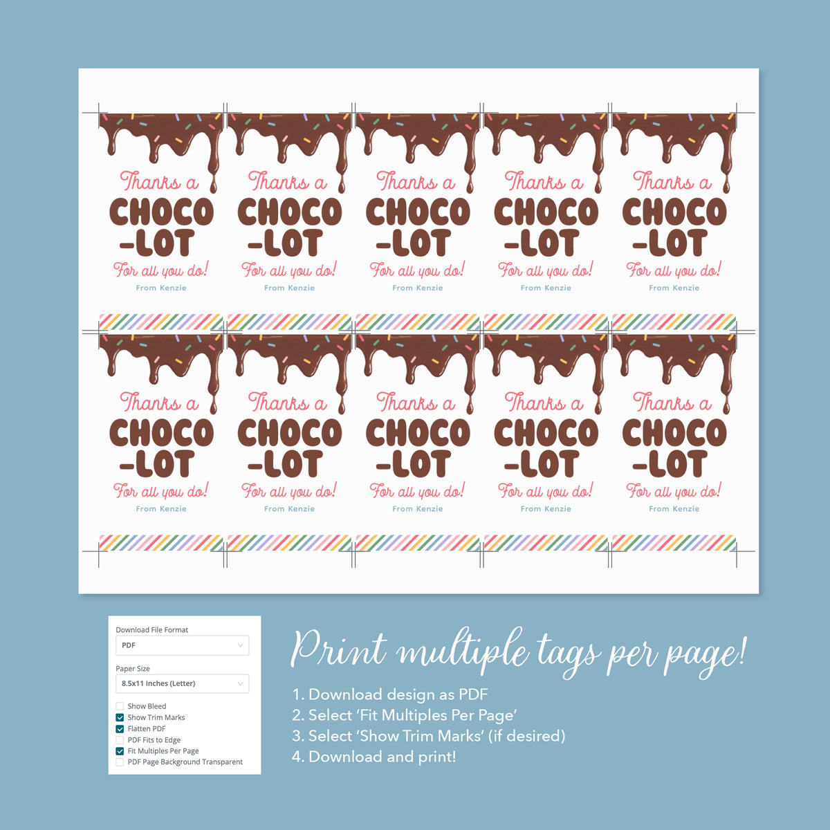 Chocolate Teacher Appreciation Tag Template