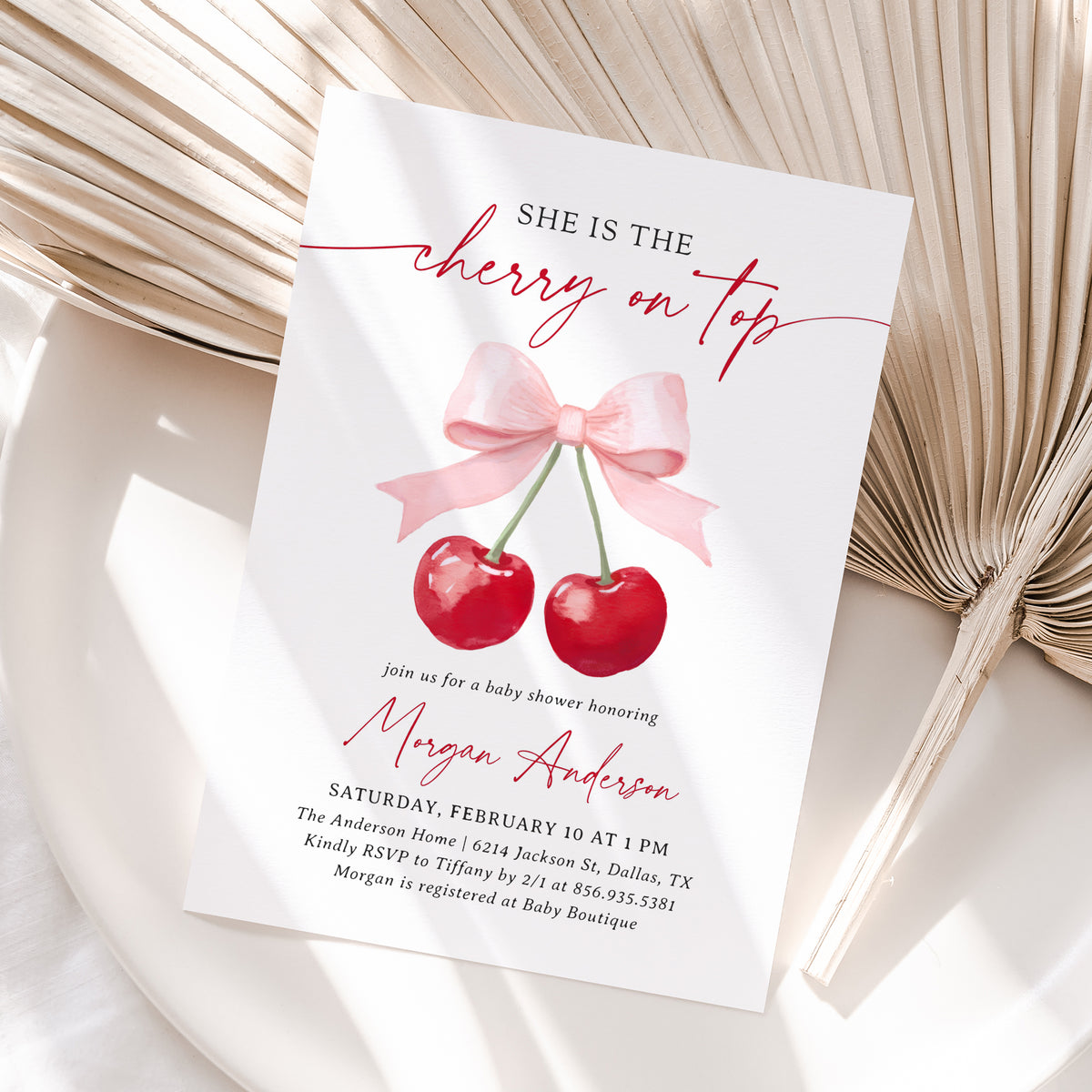 Cherry Baby Shower Invitation