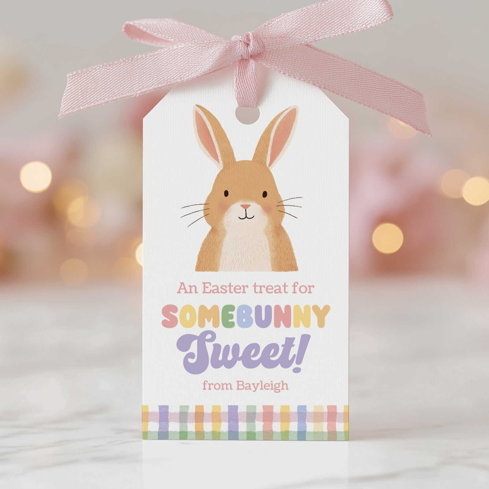 Gingham Easter Bunny Treat Tag