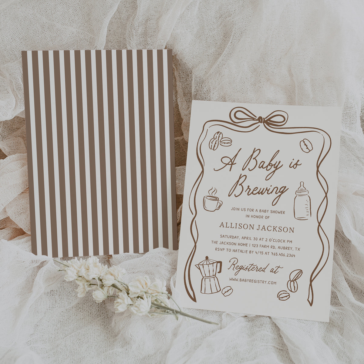 Hand Drawn Coffee Baby Shower Invitation