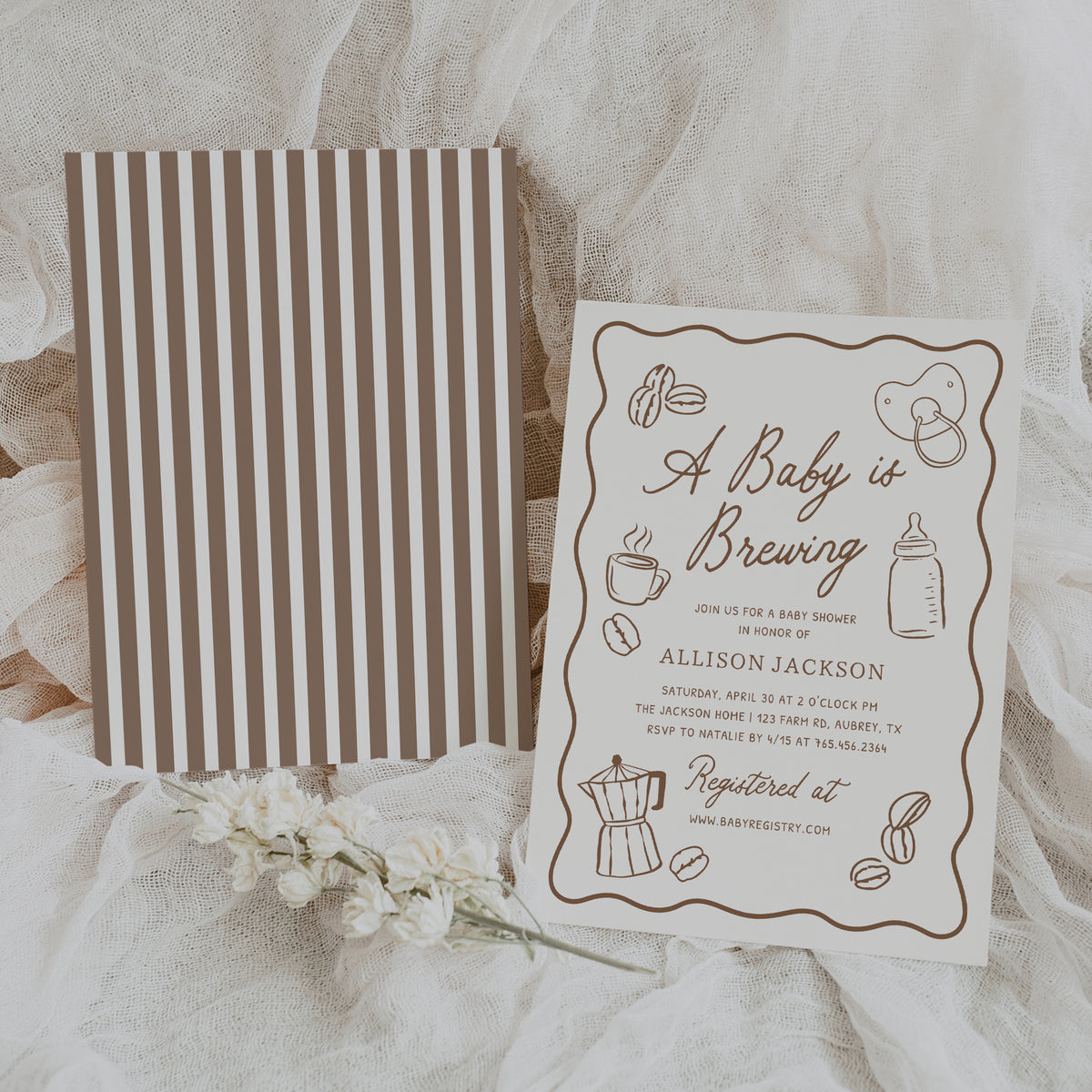 Hand Drawn Frame Coffee Baby Shower Invitation