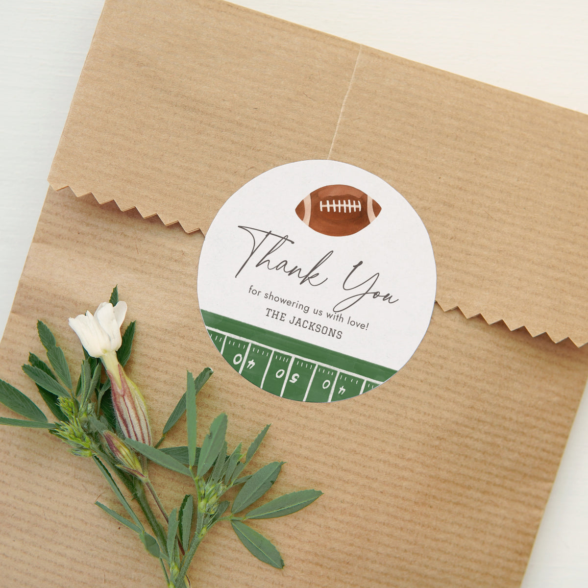 Football Baby Shower Round Favor Tag Template